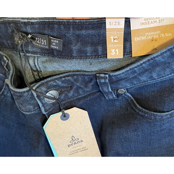 Prana High Rise Skinny Denim Jeans Dark Wash Blue Size 12 NEW - Picture 9 of 10